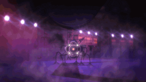 a computer generated image of a purple background with circles and lights