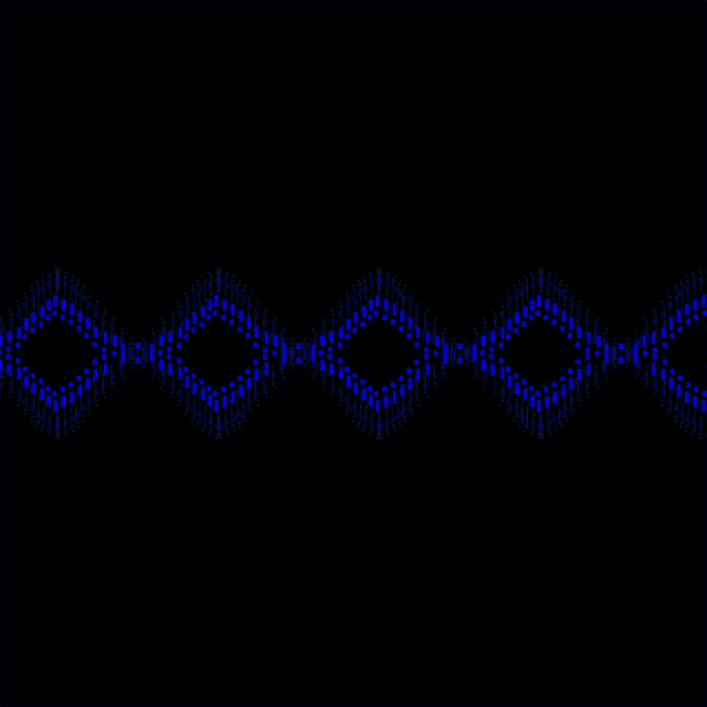 a black background with a row of blue squares