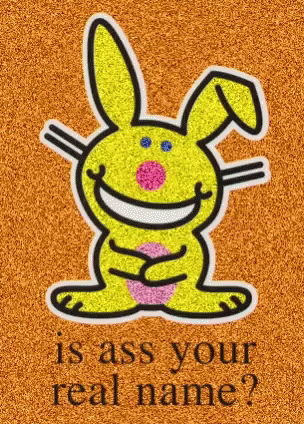 Happy Bunny Is Ass Your Real Name GIF - Happy Bunny Is Ass Your Real Name Glitter GIFs