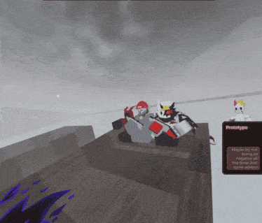 a screenshot of a video game with a prototype message