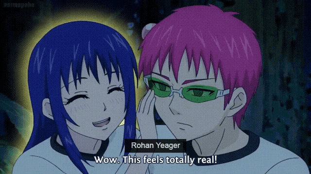a cartoon of a boy and a girl with rohan yeager written in the corner