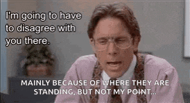 a man in a pink shirt and tie is saying `` i 'm going to have to disagree with you there . ``