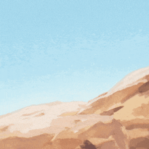 a drawing of a girl with pigtails and ears looking over a rock