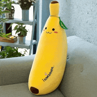 a stuffed banana with the words i love banana written on it