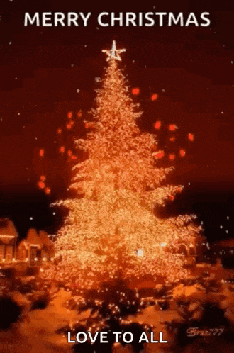 a christmas tree with a star on top of it and the words merry christmas love to all .