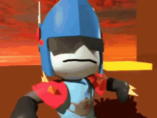 a cartoon character with a blue helmet and sunglasses