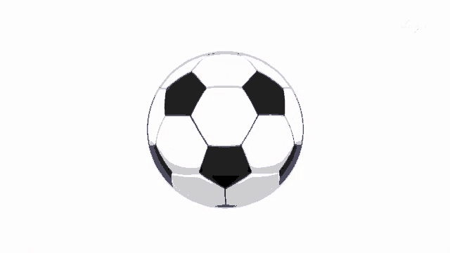a black and white soccer ball with a blue rim