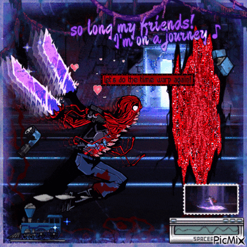 a cartoon of a person holding a sword with the words so long my friends