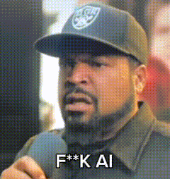ice cube is wearing a hat that says f * k ai on it