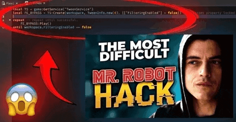 a poster for mr robot hack with a picture of a man in a hood