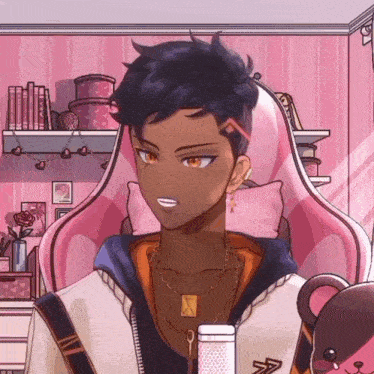 a drawing of a man in a pink chair with a key on his chest