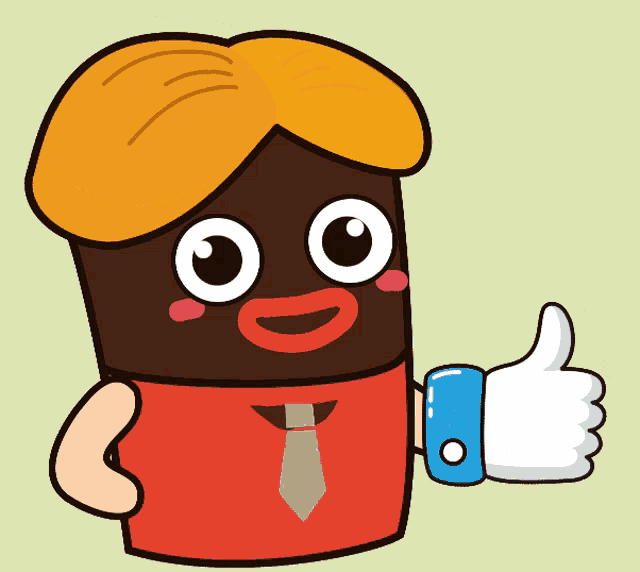 a cartoon character giving a thumbs up sign
