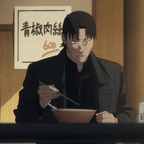 a man is eating a bowl of food in front of a sign that says 600 on it