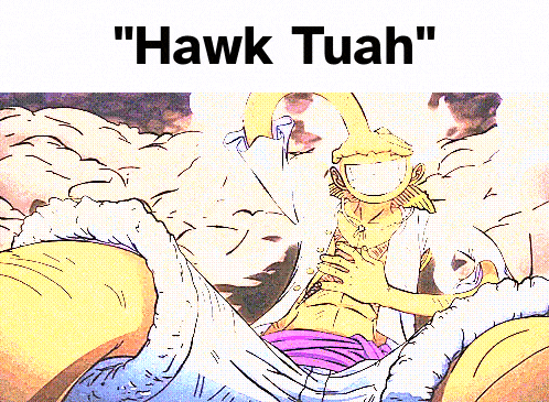 a cartoon drawing of a man covering his eyes with his hand and the words " hawk tuan " below him