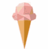a low poly ice cream cone with a pink ice cream scoop on top .