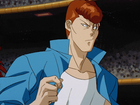 a man with red hair is wearing a blue shirt and a white tank top