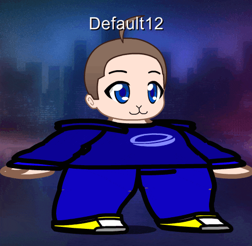 a cartoon character with the name default12 on the top of his head