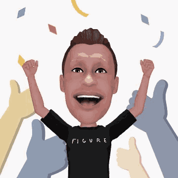 a cartoon of a man wearing a black shirt with the word figure on it