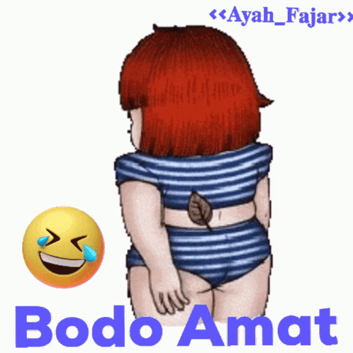 a cartoon of a girl in a bikini with bodo amat written below