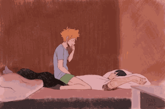 a drawing of a man laying on another man 's lap with the name frank written on it