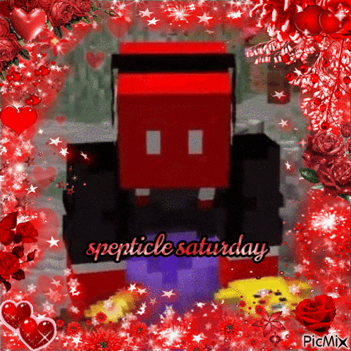 a picture of a red truck with the words spepticle saturday written on it