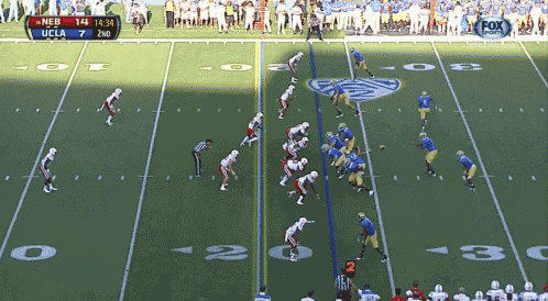 a fox sports broadcast of a football game between ucla and nebr
