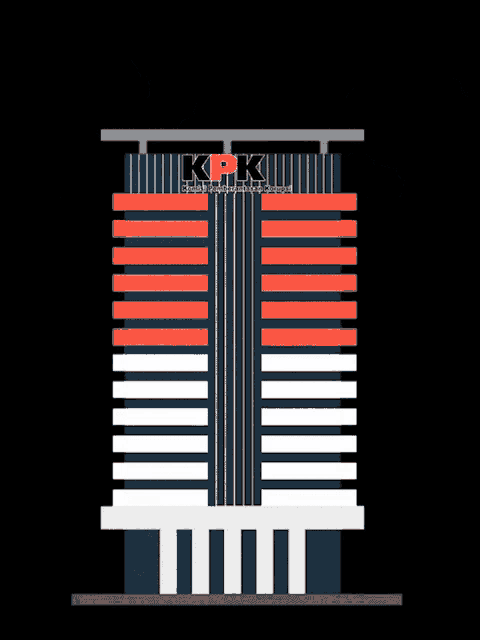 a cartoon drawing of a building with the kpk logo on it