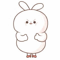 a cartoon rabbit with chinese writing on it is standing in front of a clock .