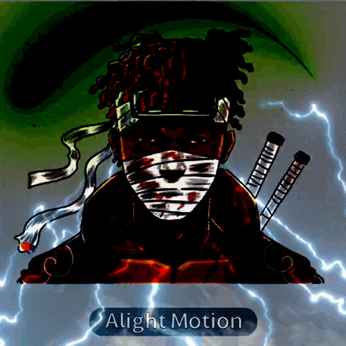 a drawing of a man with a bandage on his face and the words " alight motion " below him