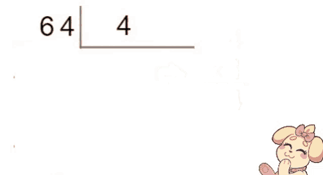 a dog with a pink bow on its head is standing next to a drawing of a fraction .