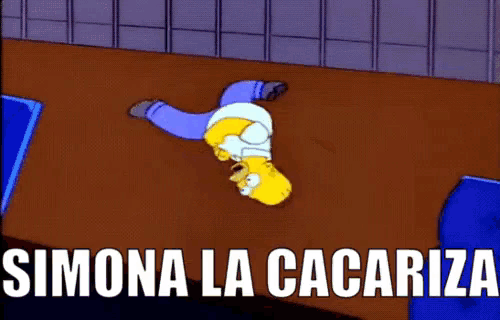 a cartoon of homer simpson laying on the floor with the words simona la cacariza written below him