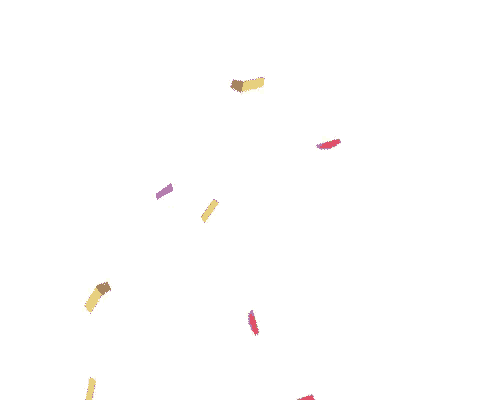 a bunch of colorful confetti is falling on a white background