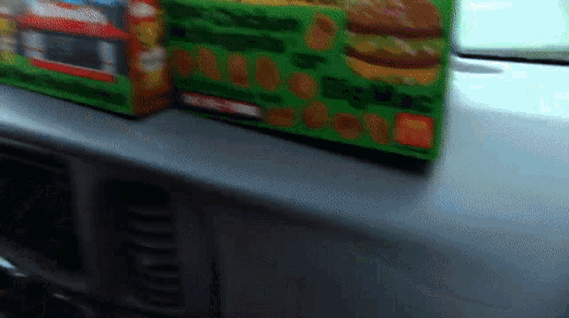 a box of chicken nuggets sits on a table