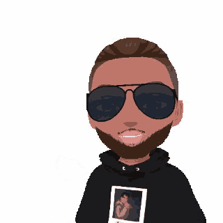 a man with a beard wearing sunglasses and holding a picture