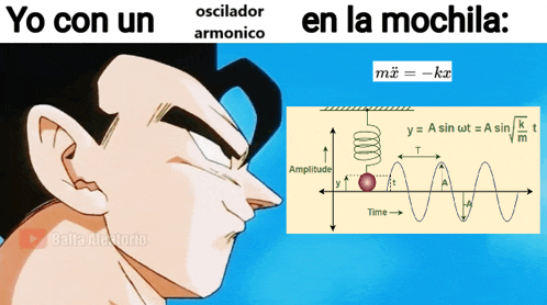 a drawing of a man next to a diagram that says yo con un oscilador armonico
