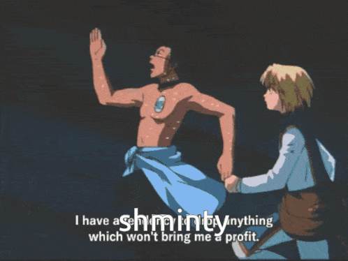 a picture of a man and a girl that says shminty