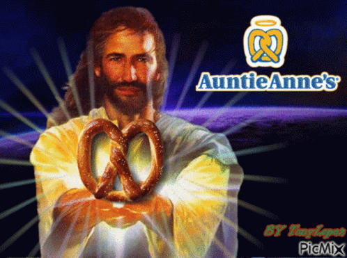 Auntie Annes Pretzel GIF - Auntie Annes Pretzel Jesus GIFs