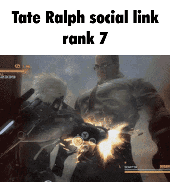 a video game scene with the words tate ralph social link rank 7