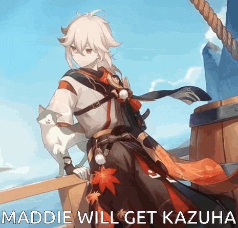 a drawing of a person with the words maddie will get kazuha