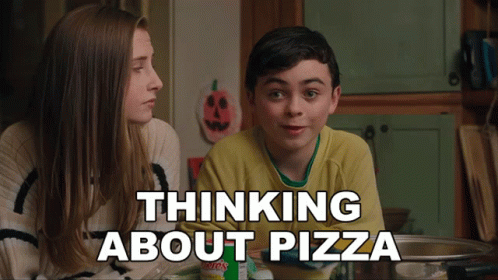 Thinking About Pizza Aidan Pierce GIF - Thinking About Pizza Aidan Pierce Sarah Hoffmeister GIFs