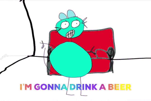 a cartoon of a mouse holding a bottle of jack daniels