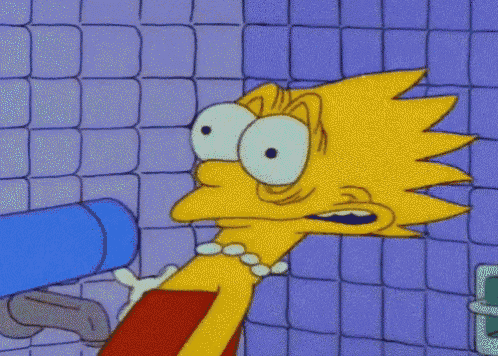 a cartoon of bart simpson in a bathroom with a purple tile wall