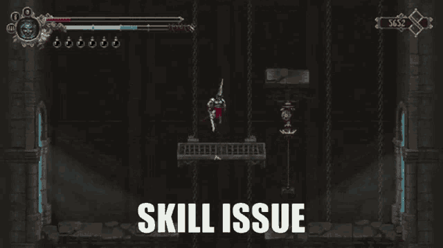 a screenshot of a video game with the word skill issue at the top