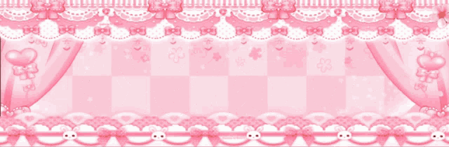 a pink welcome sign with cherry blossoms and lace