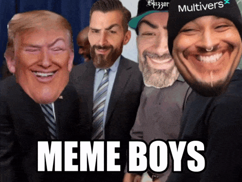 a group of men with their faces on a meme boys poster