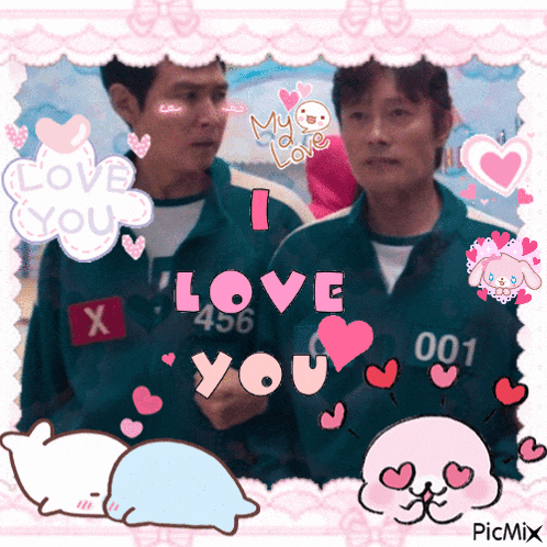 a picture of two men with the words i love you