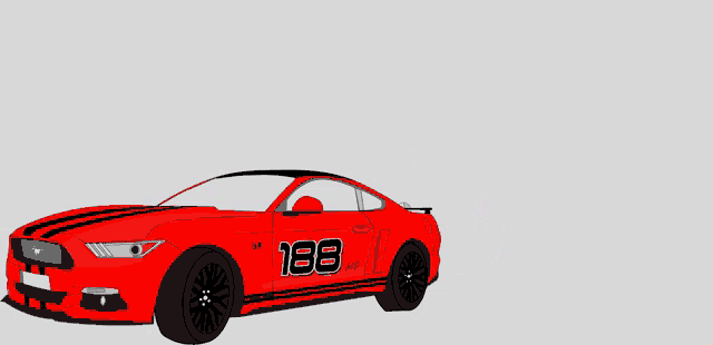 a red sports car with the number 188 on the side