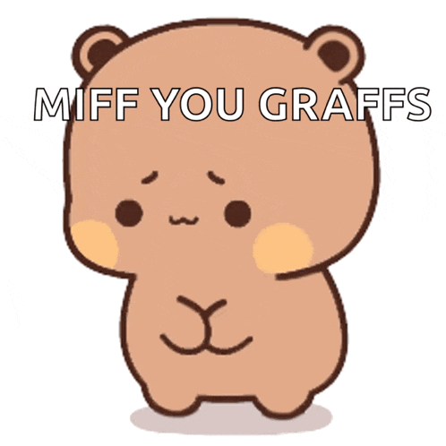 a brown teddy bear with the words miff you graffs written on it