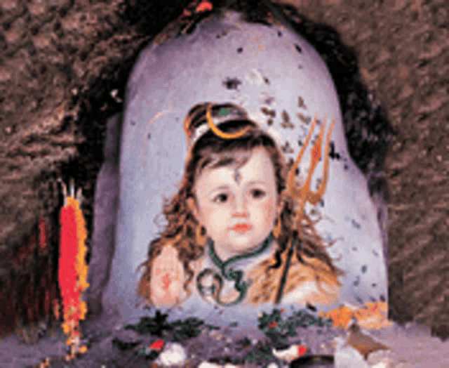 a painting of a baby shiva with a trident