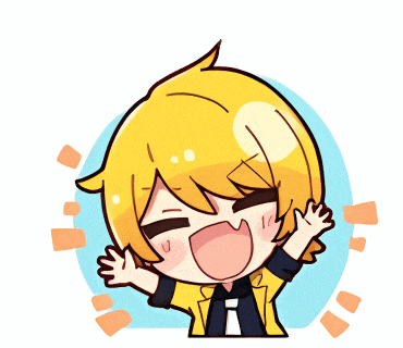 a cartoon drawing of a boy with yellow hair and a blue background